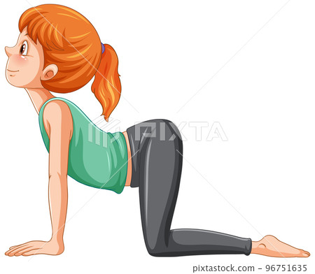 Yoga cat cow pose cartoon character 96751635