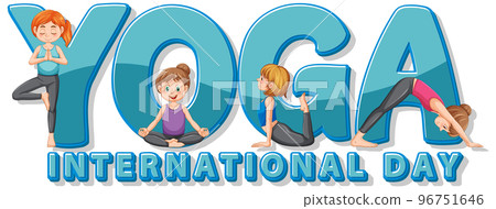 Vector Illustration Happy International Day Yoga Stock Vector