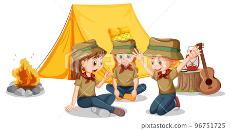 Camping kids in cartoon style Camping kids in cartoon style 96751725