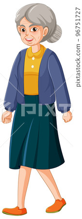 Grandmother cartoon character walking Grandmother cartoon character walking 96751727