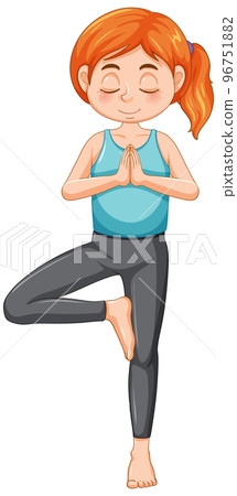 A girl doing yoga cartoon character A girl doing yoga cartoon character 96751882