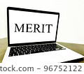 Computer screen with benefits written on it 96752122