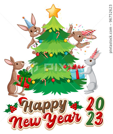 Year of the Rabbit Happy New Year Banner - Stock Illustration [96752623 ...