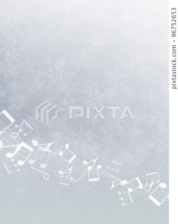 雪花和音符的銀色背景插圖 96752653