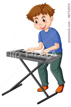 Boy playing electric keyboard piano vector 96752654