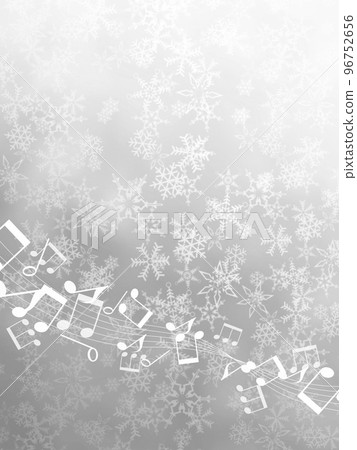 雪花和音符的銀色背景插圖 雪花和音符的銀色背景插圖 96752656