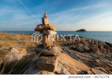 Zen concept. The object of the stones on the rock. Zen stones.. 96752779