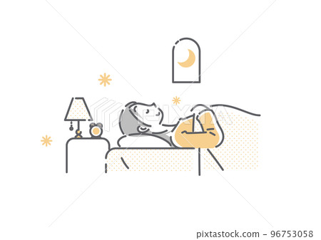 一個睡得舒服的年輕女人簡單而時尚的線條畫插圖 一個睡得舒服的年輕女人簡單而時尚的線條畫插圖 96753058