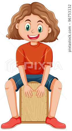 Girl playing cajon drum vector 96753132