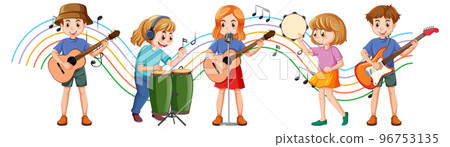 Kids music band cartoon character Kids music band cartoon character 96753135