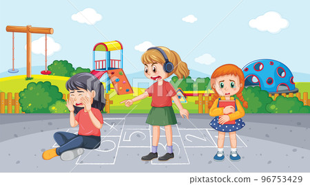 Bullying kids school scene 96753429