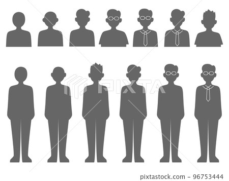 Male humanoid silhouette illustration set Male humanoid silhouette illustration set 96753444
