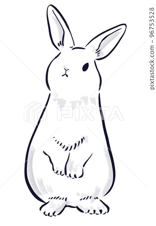Rabbit illustration with ink painting touch 96753528