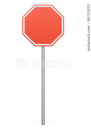 Road traffic signs on pole isolated on white background. 96753855