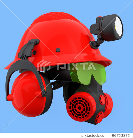 Set of construction wear for repair and installation on blue background Set of construction wear for repair and installation on blue background 96753875