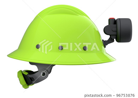 Green safety helmet or hard cap with flashlight isolated on wihte background Green safety helmet or hard cap with flashlight isolated on wihte background 96753876