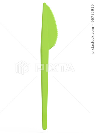 Eco-friendly disposable utensils like knife on white background. 96753919