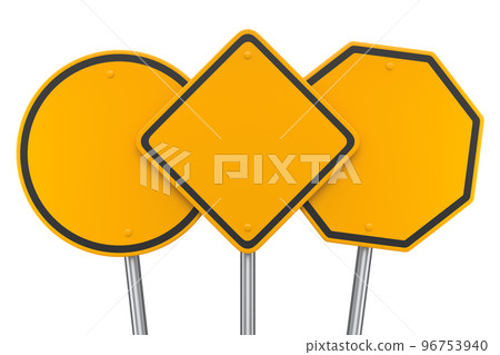 Set of road traffic signs on pole isolated on white background. Set of road traffic signs on pole isolated on white background. 96753940