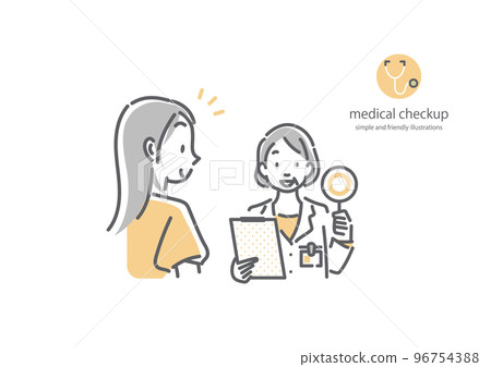 Female doctor and female patient informing test results Simple and stylish line drawing illustration 96754388