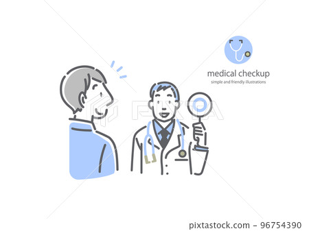 A doctor and a male patient informing the test results Simple and stylish line drawing illustration A doctor and a male patient informing the test results Simple and stylish line drawing illustration 96754390