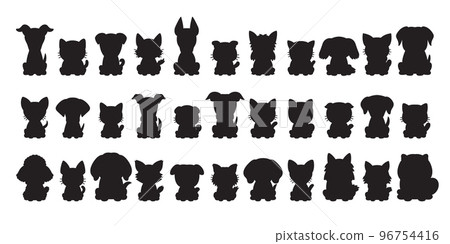 Different type of vector silhouette cats and dogs 96754416