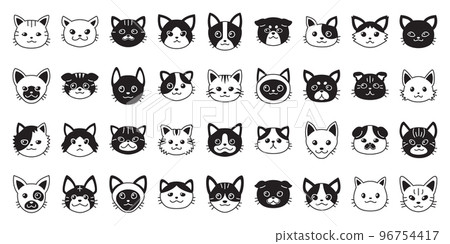 Different type of cartoon cat faces 96754417