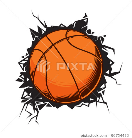basketball cracked wall. basketball club graphic design logos or icons. vector illustration. 96754453