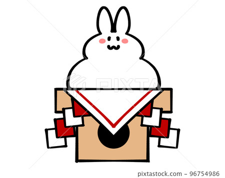 Yuru New Year's loose rabbit-shaped kagami mochi illustration material Yuru New Year's loose rabbit-shaped kagami mochi illustration material 96754986