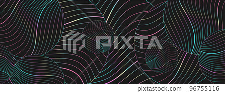Black abstract background with holographic wavy pattern Black abstract background with holographic wavy pattern 96755116