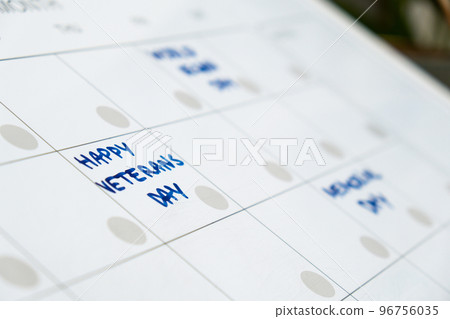 HAPPY VETERANS DAY on calendar to remind important event appointment Monthly PLANNER. Magnetic board with the days of the month. Place to enter important matters schedule. Concept for business HAPPY VETERANS DAY on calendar to remind important event appointment Monthly PLANNER. Magnetic board with the days of the month. Place to enter important matters schedule. Concept for business 96756035