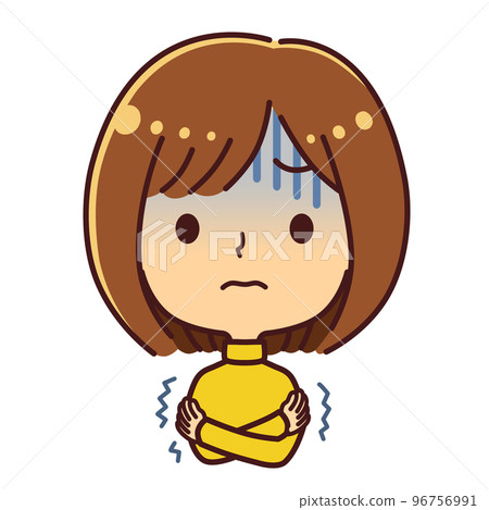 A woman in a turtleneck who gets cold illustration material 96756991