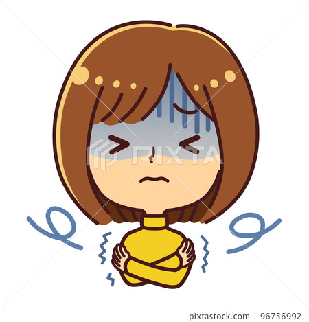 A woman in a turtleneck who gets cold illustration material 96756992