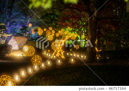 秋夜熊本城與秋葉和細川監獄燈火通明和熊本城城堡節 96757384
