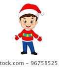Cartoon little boy wearing santa costume 96758525