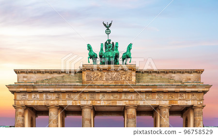Brandenburg Gate or Brandenburger Tor at sunrise, Berlin, Germany 96758529