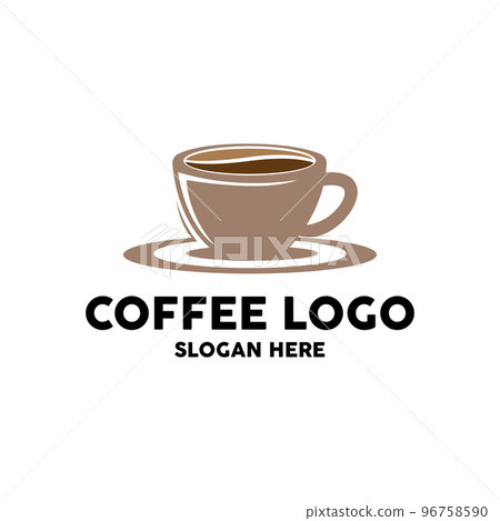 coffee bean drink logo design in brown color vector illustration 96758590