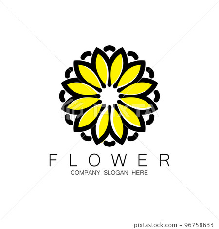 Floral Logo Design, Mandala Art Vector, For Company Brand, Banner Sticker, Or Product 96758633