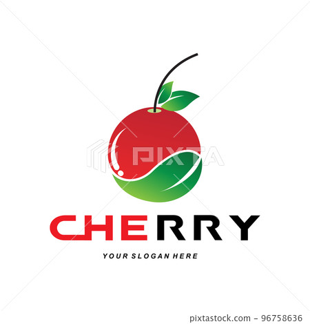 Cherry Fruit logo, Red Colored plant vector illustration, Fruit Shop Design, Company, Sticker, Product Brand Cherry Fruit logo, Red Colored plant vector illustration, Fruit Shop Design, Company, Sticker, Product Brand 96758636