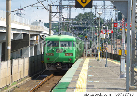 JR Kosei Line Hieizan Sakamoto Station platform and local train bound for Omi Maiko 2 Otsu City, Shiga Prefecture 96758786