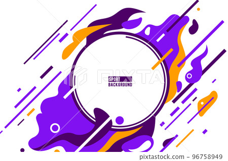Sport vector abstract background for tournament, championship poster. Motion dynamic active speed pattern in bright color simple modern flat style. Copy space at the centre round form 96758949