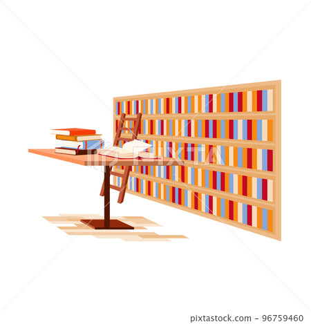 圖書館學習閱讀插畫 96759460
