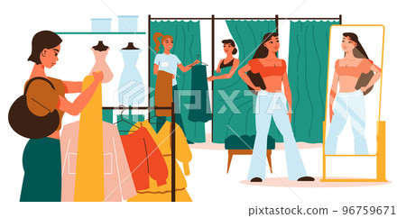 Fitting Room Flat Illustration 96759671