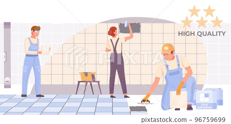 Laying Tiles Flat Illustration 96759699