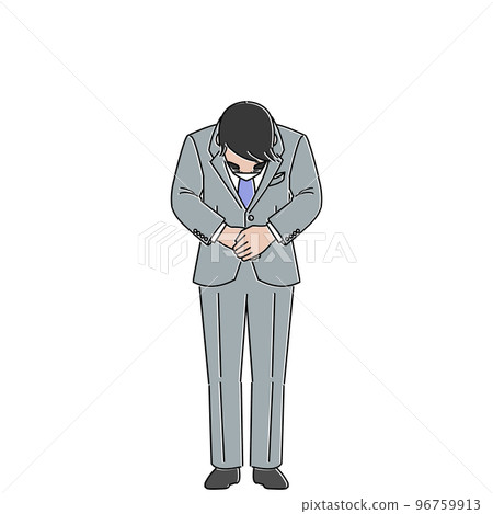 A man in a suit bowing with a mask 96759913