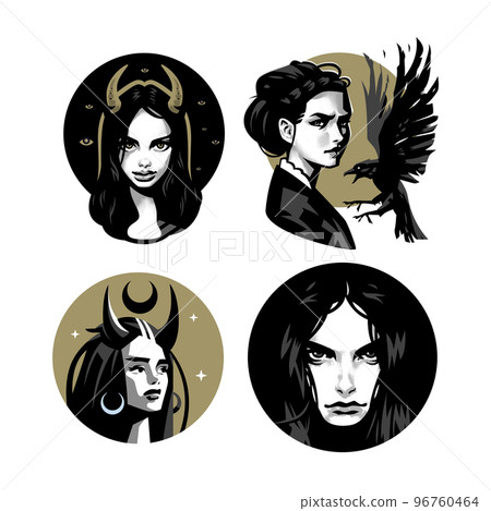 ollection of womens portraits. Woman in different forms. Vector illustration. ollection of womens portraits. Woman in different forms. Vector illustration. 96760464
