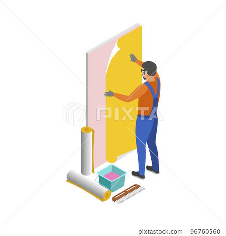 Wallpaper Glueing Handyman Composition 96760560