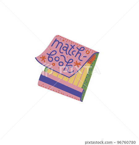 Vintage matchbook illustration. Colorful retro clipart. Isolated on white background. 96760780