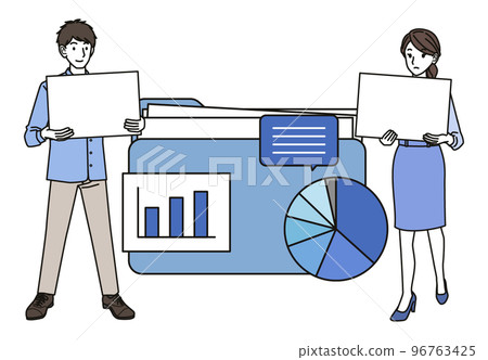 Men and women collecting information Men and women collecting information 96763425