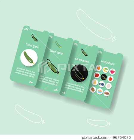 Template mobile app page with cucumber vegetable. Food outline icon vector illustration Template mobile app page with cucumber vegetable. Food outline icon vector illustration 96764070