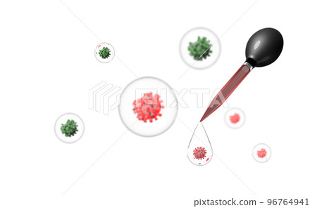 molecule virus in liquid with glass dropper, 3d render illustration molecule virus in liquid with glass dropper, 3d render illustration 96764941